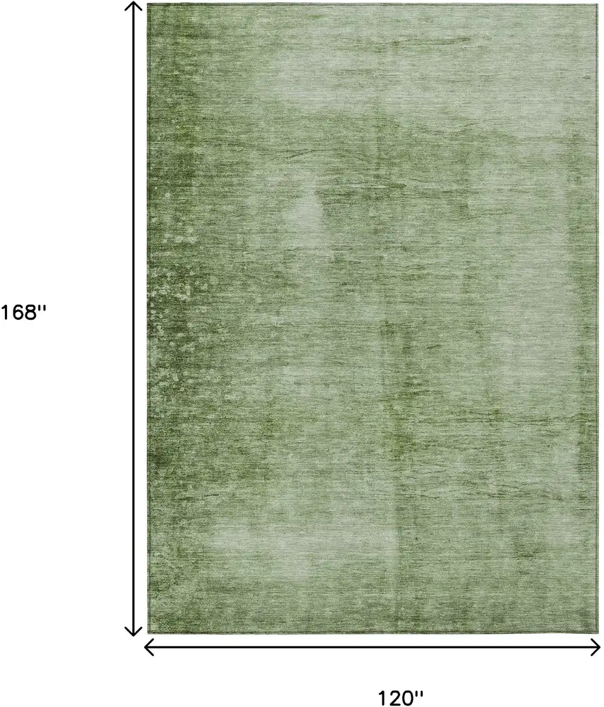 Artichoke Green And Ivory Abstract Washable Indoor Outdoor Area Rug Photo 9