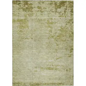 Photo of Artichoke Green And Ivory Abstract Washable Indoor Outdoor Area Rug