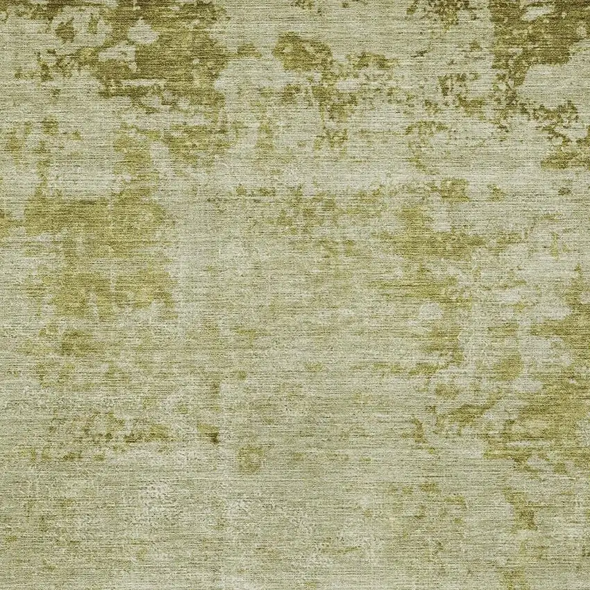 Artichoke Green And Ivory Abstract Washable Indoor Outdoor Area Rug Photo 3