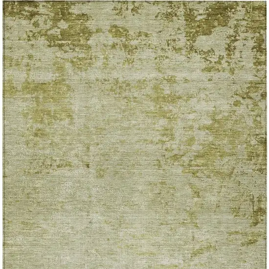 Artichoke Green And Ivory Abstract Washable Indoor Outdoor Area Rug Photo 4