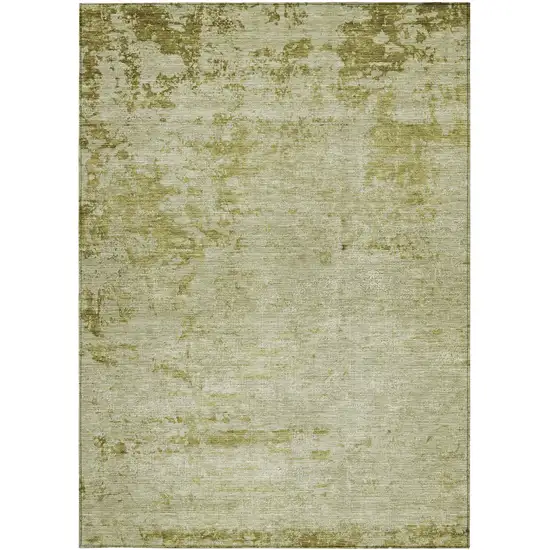 Artichoke Green And Ivory Abstract Washable Indoor Outdoor Area Rug Photo 4