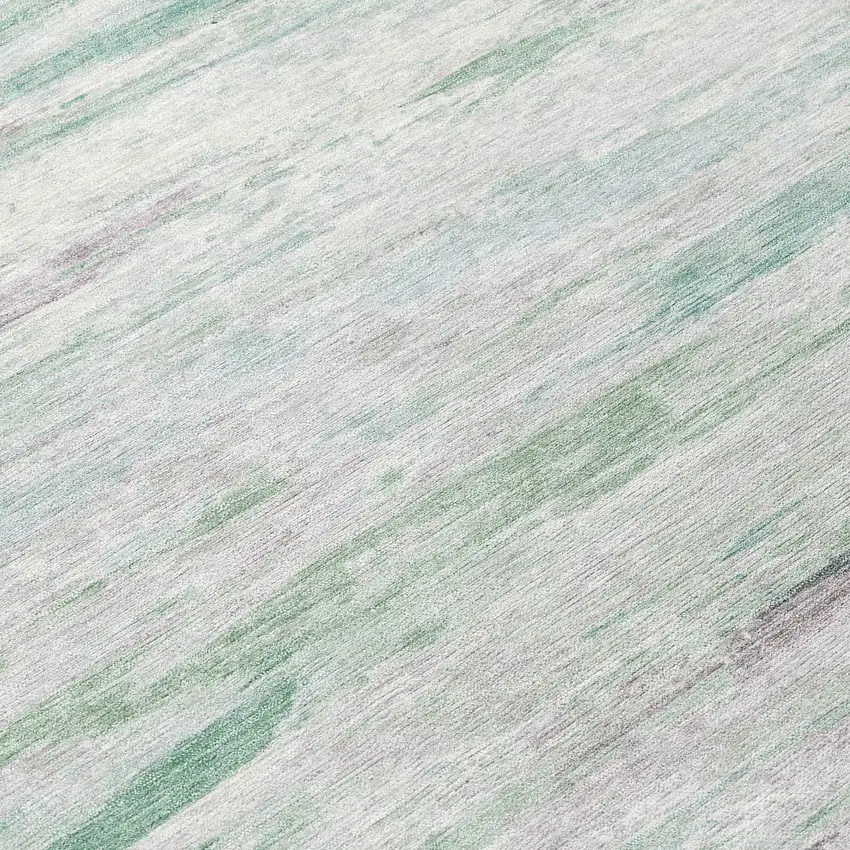 Artichoke Green And Ivory Abstract Washable Indoor Outdoor Area Rug Photo 8
