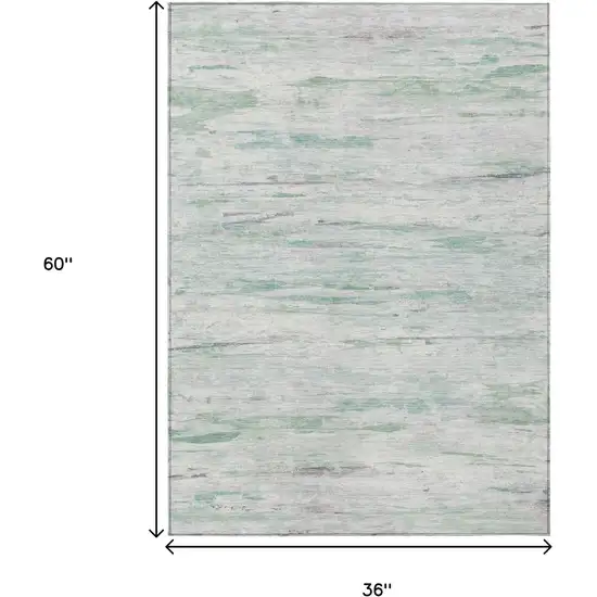 Artichoke Green And Ivory Abstract Washable Indoor Outdoor Area Rug Photo 9