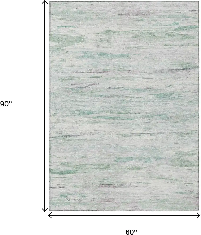 Artichoke Green And Ivory Abstract Washable Indoor Outdoor Area Rug Photo 9