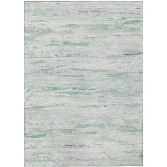 Artichoke Green And Ivory Abstract Washable Indoor Outdoor Area Rug Photo 8