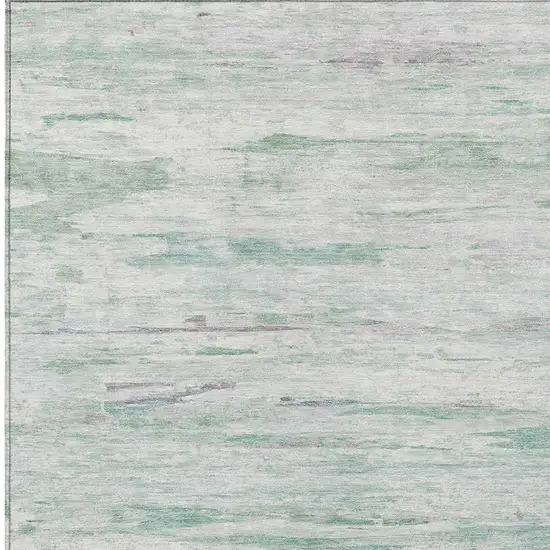 Artichoke Green And Ivory Abstract Washable Indoor Outdoor Area Rug Photo 3