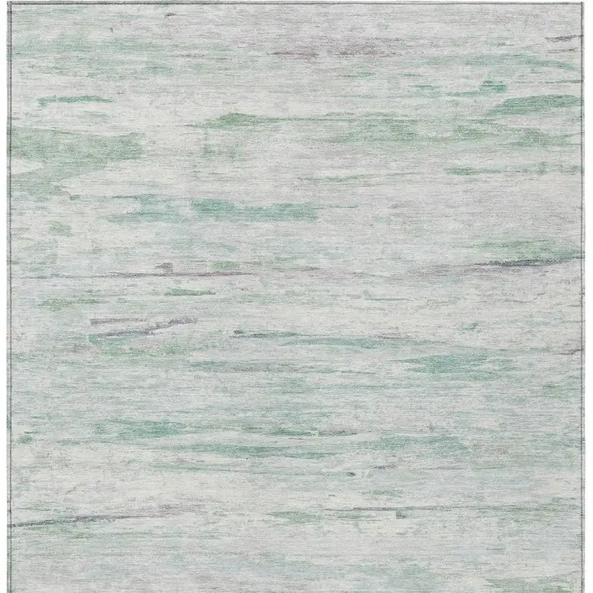 Artichoke Green And Ivory Abstract Washable Indoor Outdoor Area Rug Photo 6