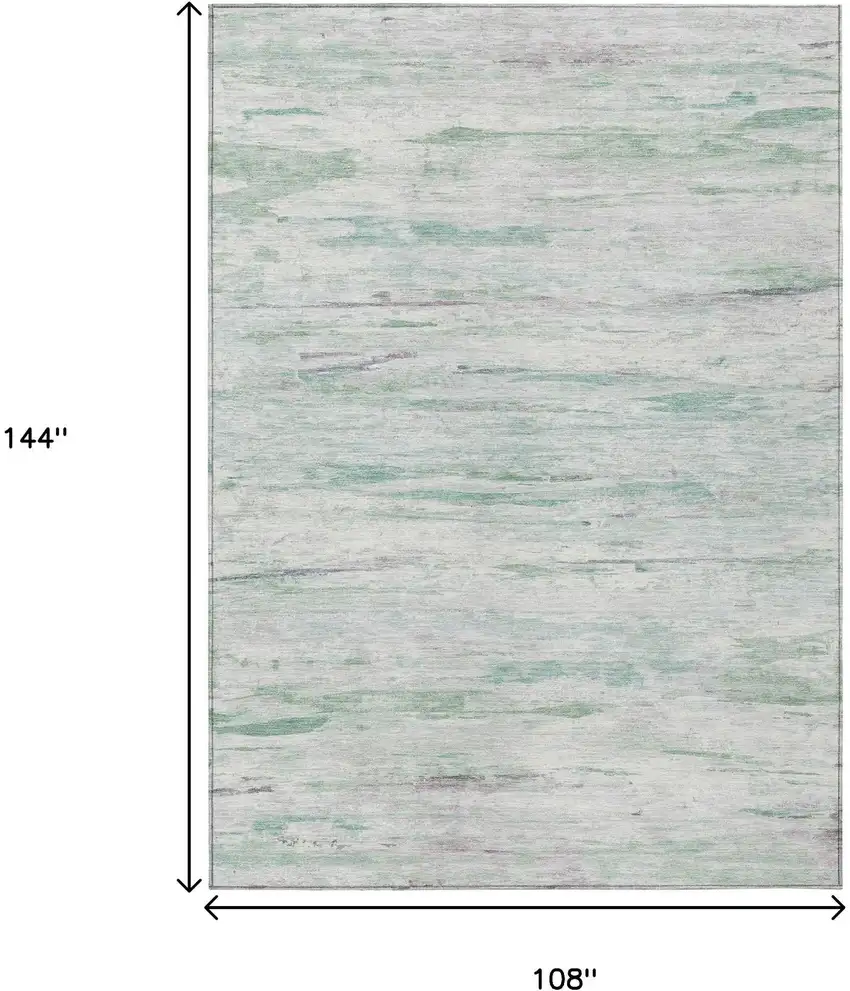 Artichoke Green And Ivory Abstract Washable Indoor Outdoor Area Rug Photo 9