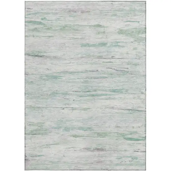Artichoke Green And Ivory Abstract Washable Indoor Outdoor Area Rug Photo 3