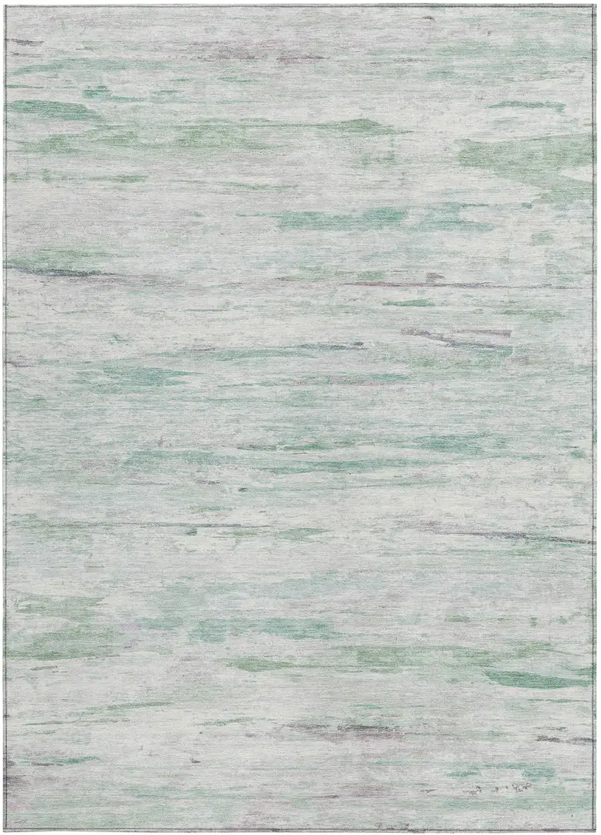 Artichoke Green And Ivory Abstract Washable Indoor Outdoor Area Rug Photo 3