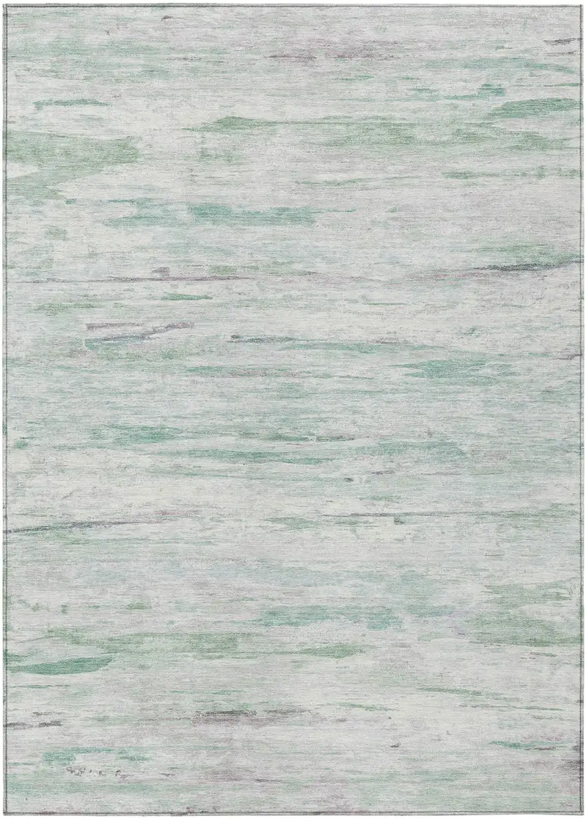 Artichoke Green And Ivory Abstract Washable Indoor Outdoor Area Rug Photo 8