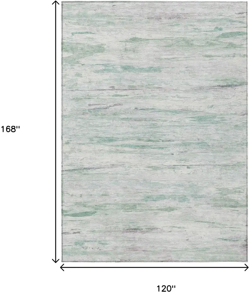 Artichoke Green And Ivory Abstract Washable Indoor Outdoor Area Rug Photo 9