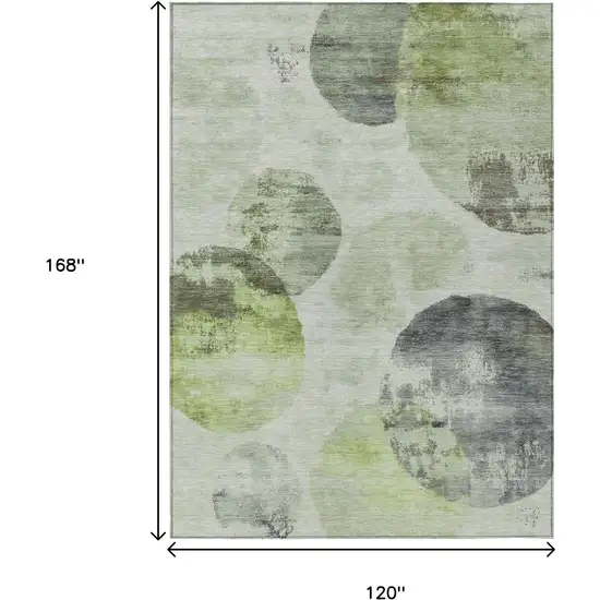 Artichoke Green And Ivory Abstract Washable Indoor Outdoor Area Rug Photo 3