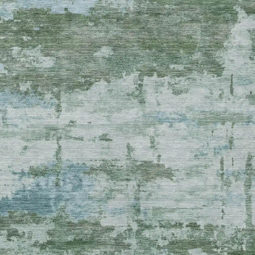 Artichoke Green And Ivory Abstract Washable Indoor Outdoor Area Rug Photo 2