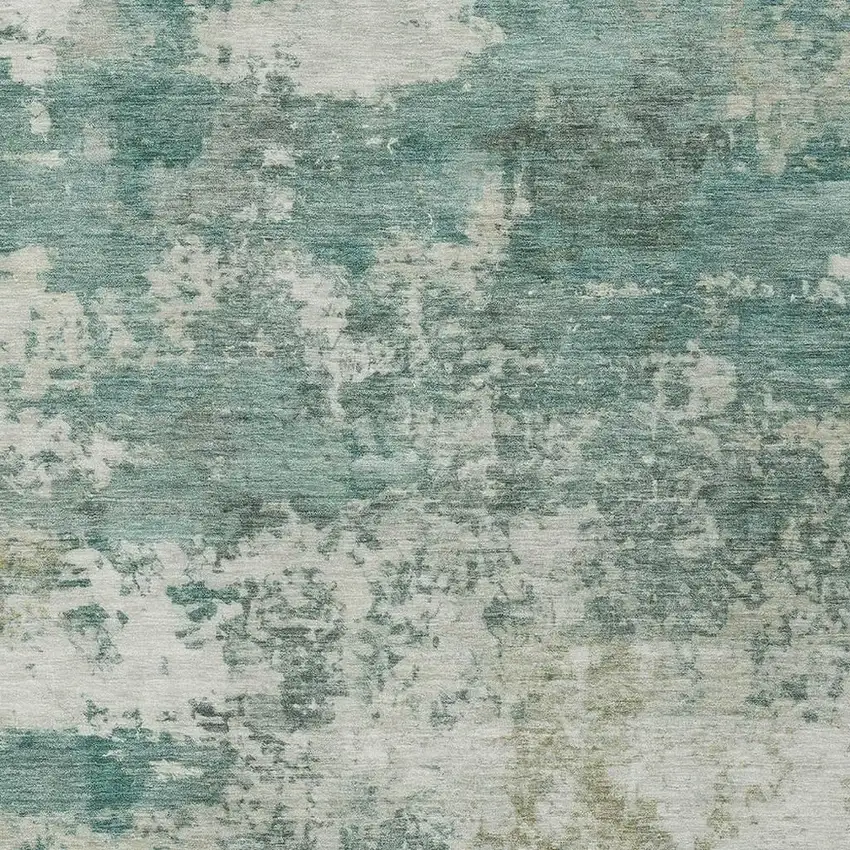 Artichoke Green And Ivory Abstract Washable Indoor Outdoor Area Rug Photo 3