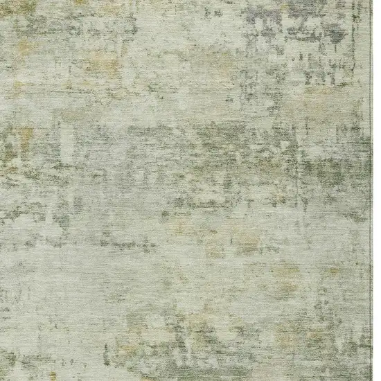 Artichoke Green And Ivory Abstract Washable Indoor Outdoor Area Rug Photo 2
