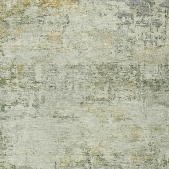 Artichoke Green And Ivory Abstract Washable Indoor Outdoor Area Rug Photo 2
