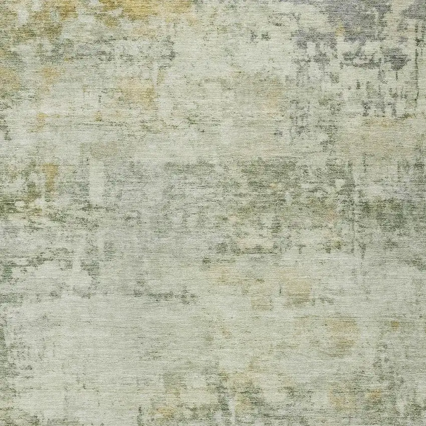 Artichoke Green And Ivory Abstract Washable Indoor Outdoor Area Rug Photo 2