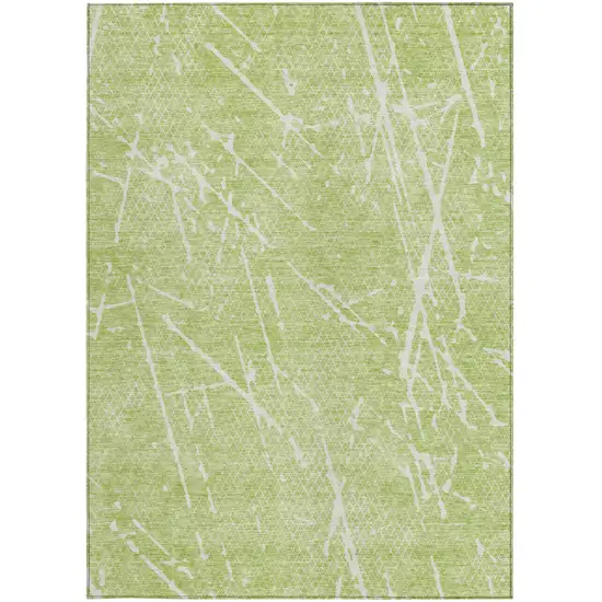 Artichoke Green And Ivory Abstract Washable Indoor Outdoor Area Rug Photo 4