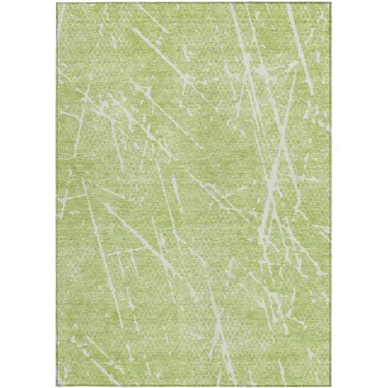 Artichoke Green And Ivory Abstract Washable Indoor Outdoor Area Rug Photo 4