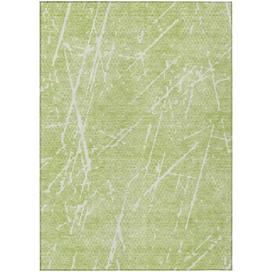 Artichoke Green And Ivory Abstract Washable Indoor Outdoor Area Rug Photo 2