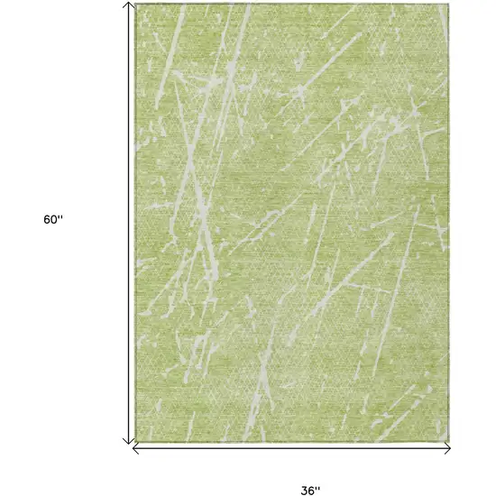 Artichoke Green And Ivory Abstract Washable Indoor Outdoor Area Rug Photo 9