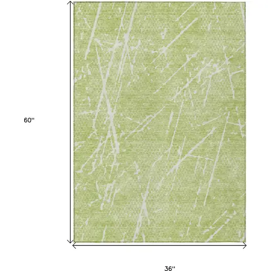 Artichoke Green And Ivory Abstract Washable Indoor Outdoor Area Rug Photo 9