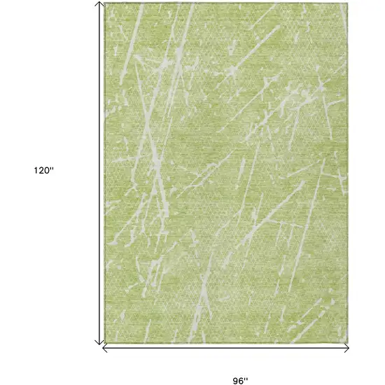 Artichoke Green And Ivory Abstract Washable Indoor Outdoor Area Rug Photo 8