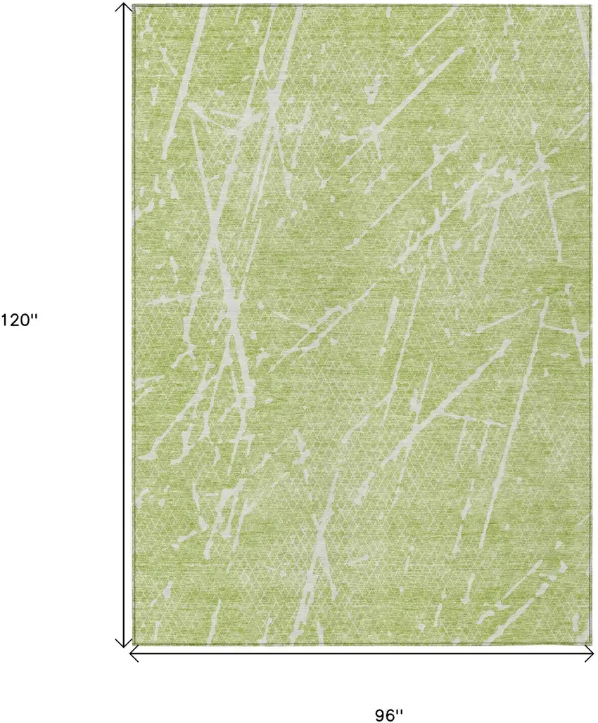 Artichoke Green And Ivory Abstract Washable Indoor Outdoor Area Rug Photo 8