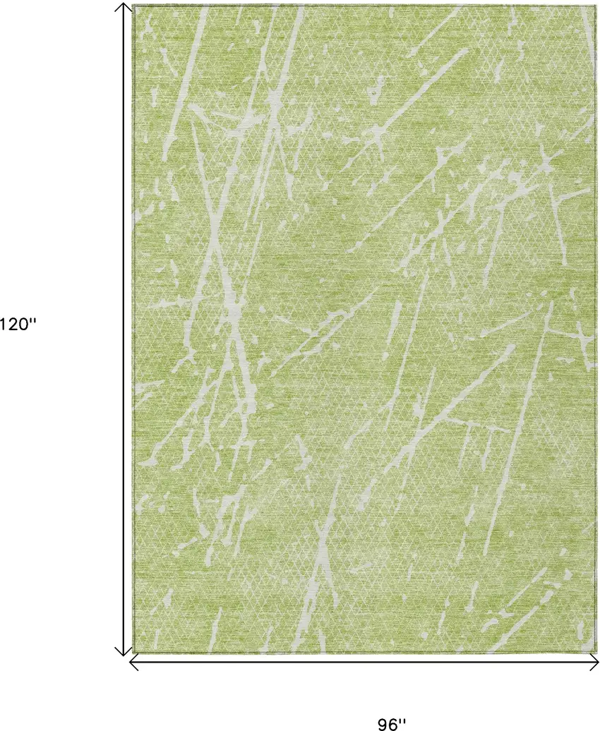 Artichoke Green And Ivory Abstract Washable Indoor Outdoor Area Rug Photo 8