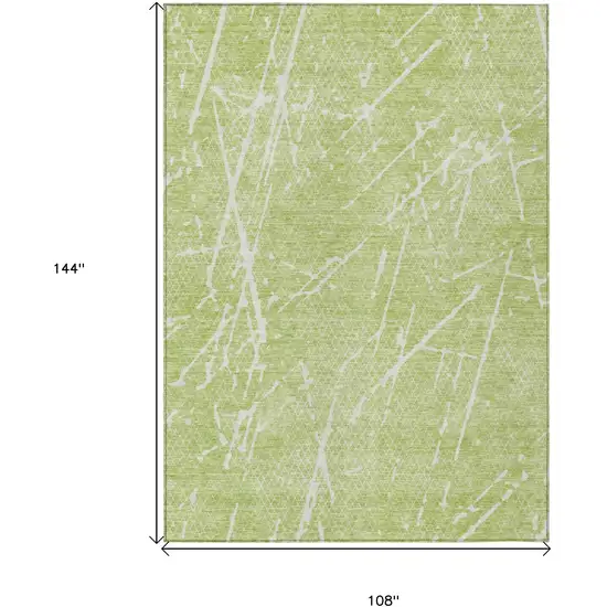Artichoke Green And Ivory Abstract Washable Indoor Outdoor Area Rug Photo 8
