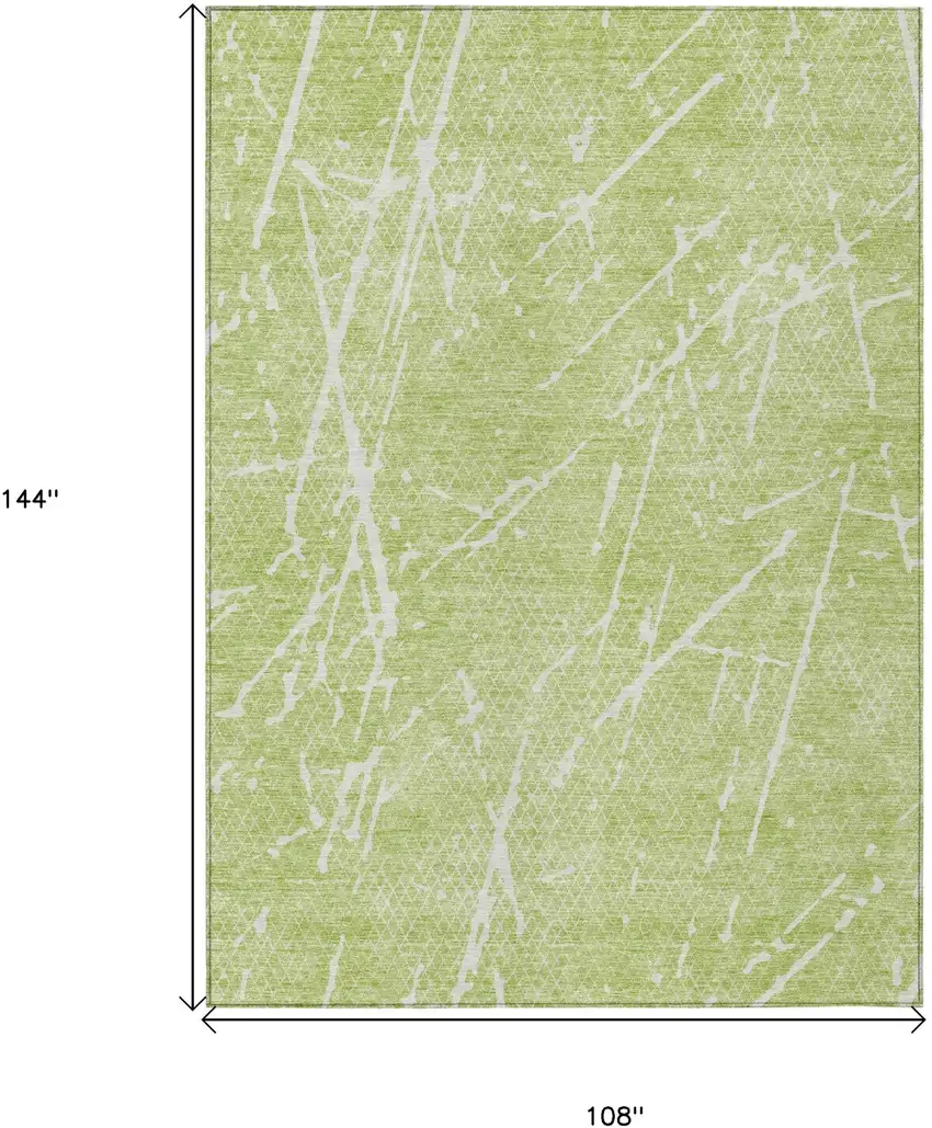 Artichoke Green And Ivory Abstract Washable Indoor Outdoor Area Rug Photo 8