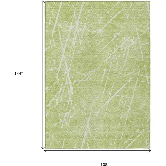 Artichoke Green And Ivory Abstract Washable Indoor Outdoor Area Rug Photo 8