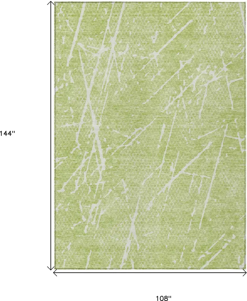 Artichoke Green And Ivory Abstract Washable Indoor Outdoor Area Rug Photo 8