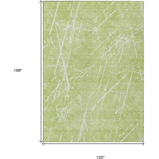 Artichoke Green And Ivory Abstract Washable Indoor Outdoor Area Rug Photo 8