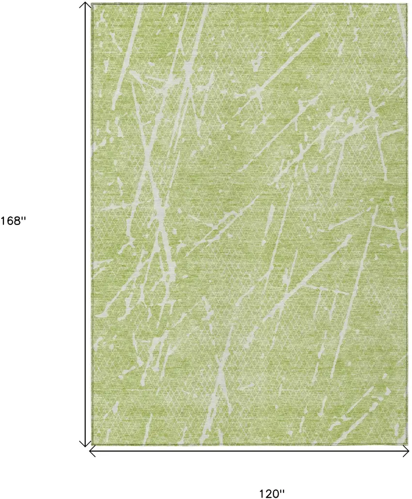 Artichoke Green And Ivory Abstract Washable Indoor Outdoor Area Rug Photo 8