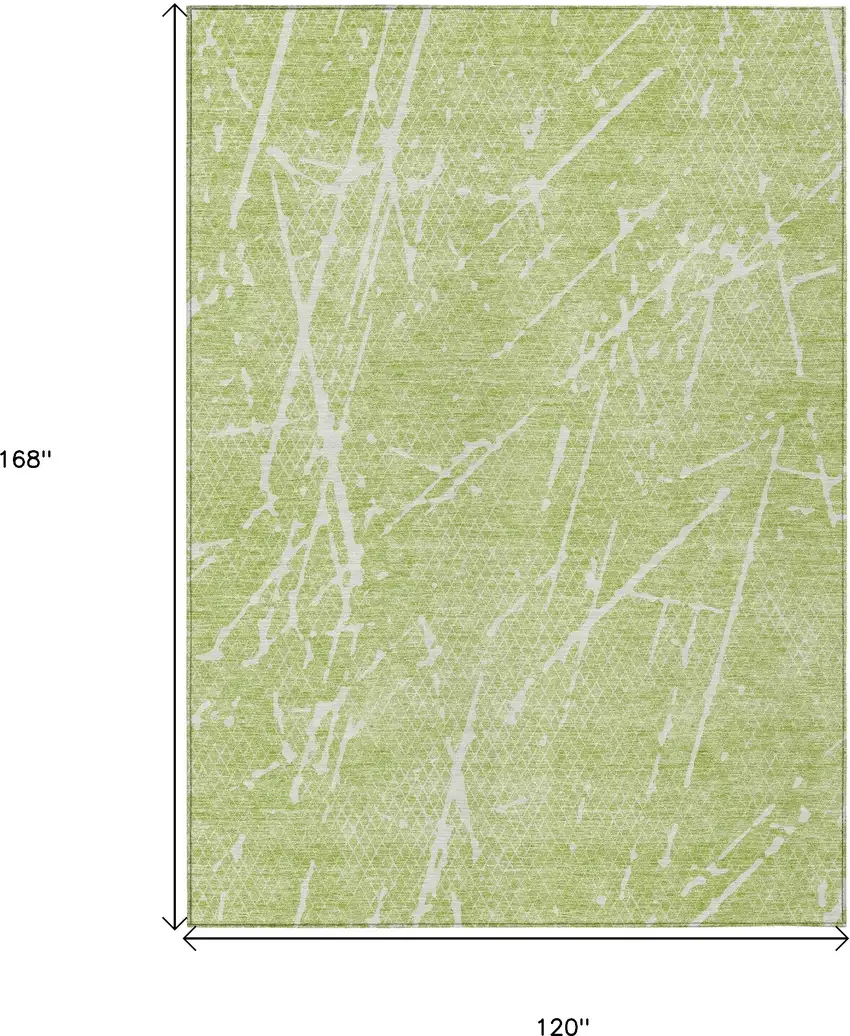 Artichoke Green And Ivory Abstract Washable Indoor Outdoor Area Rug Photo 8