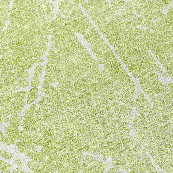 Artichoke Green And Ivory Abstract Washable Indoor Outdoor Area Rug Photo 9