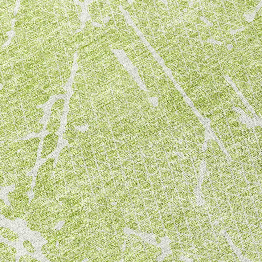 Artichoke Green And Ivory Abstract Washable Indoor Outdoor Area Rug Photo 9