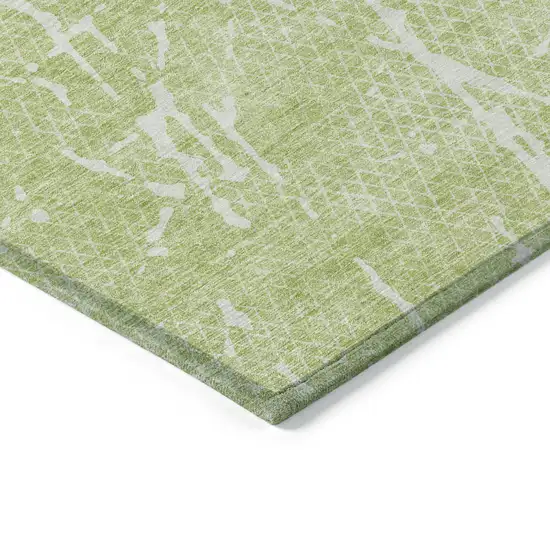 Artichoke Green And Ivory Abstract Washable Indoor Outdoor Area Rug Photo 2