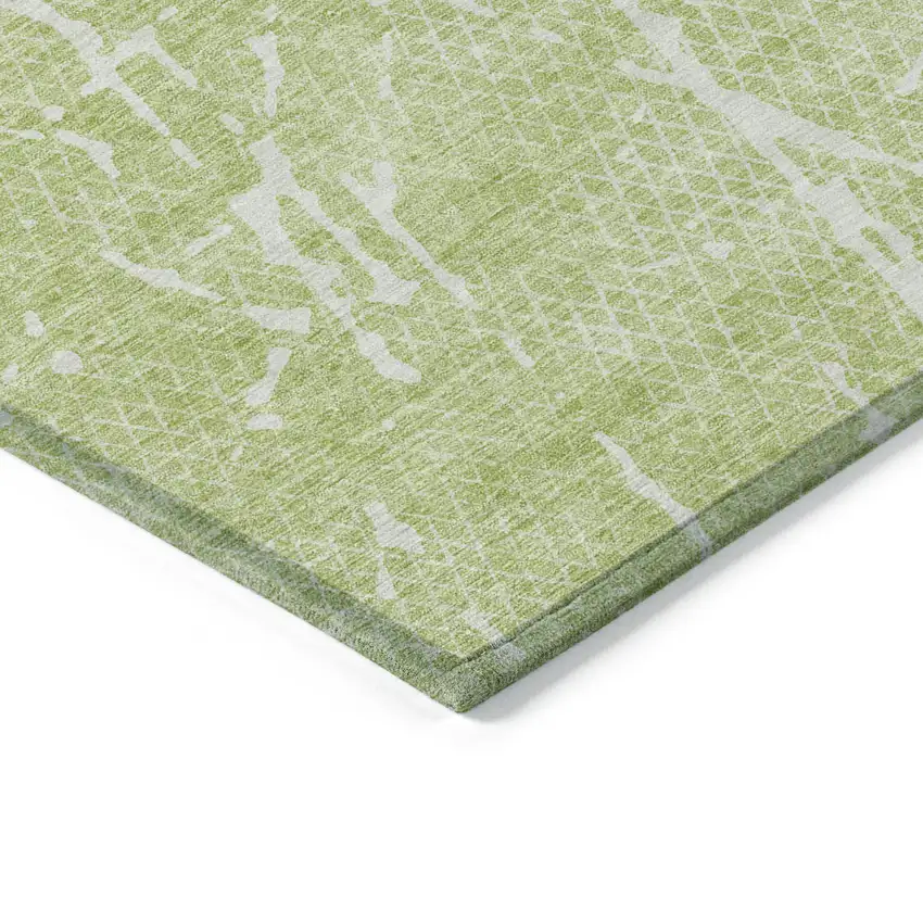 Artichoke Green And Ivory Abstract Washable Indoor Outdoor Area Rug Photo 2