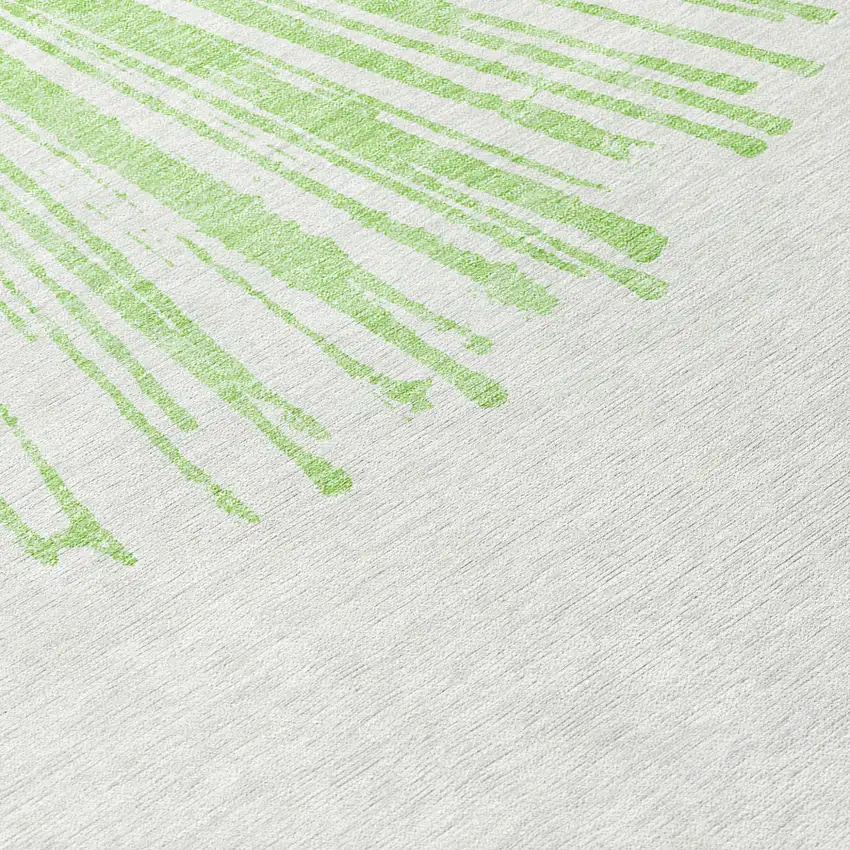 Artichoke Green And Ivory Abstract Washable Indoor Outdoor Area Rug Photo 9