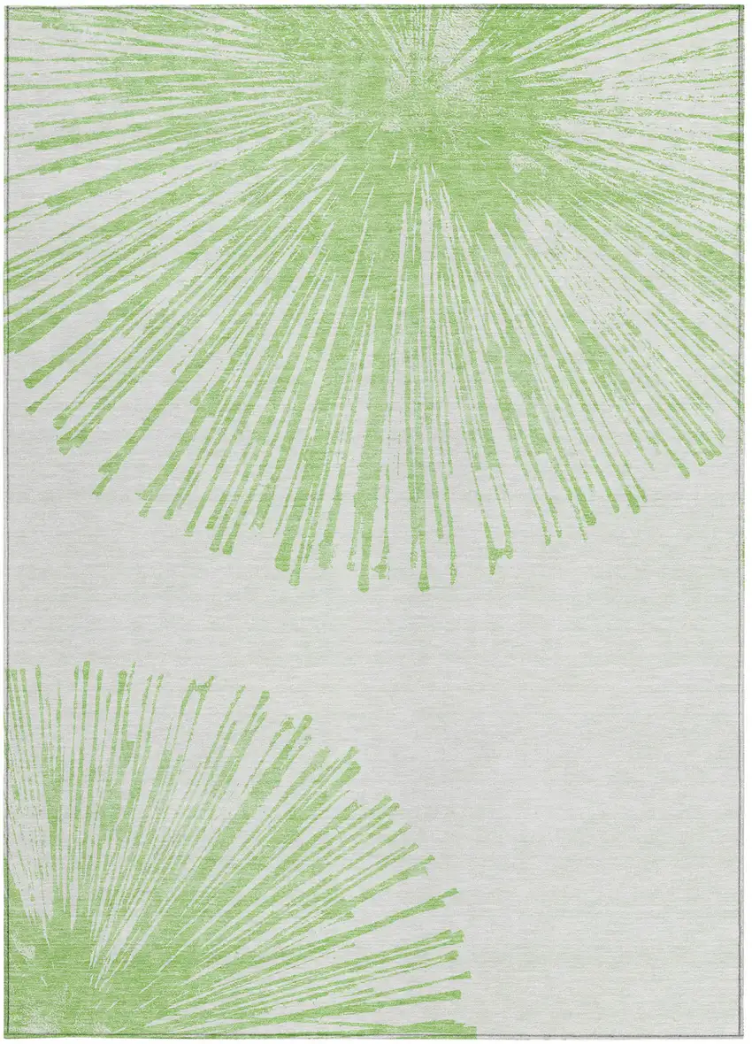 Artichoke Green And Ivory Abstract Washable Indoor Outdoor Area Rug Photo 5