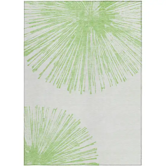 Artichoke Green And Ivory Abstract Washable Indoor Outdoor Area Rug Photo 5