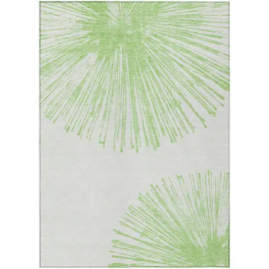 Artichoke Green And Ivory Abstract Washable Indoor Outdoor Area Rug Photo 2