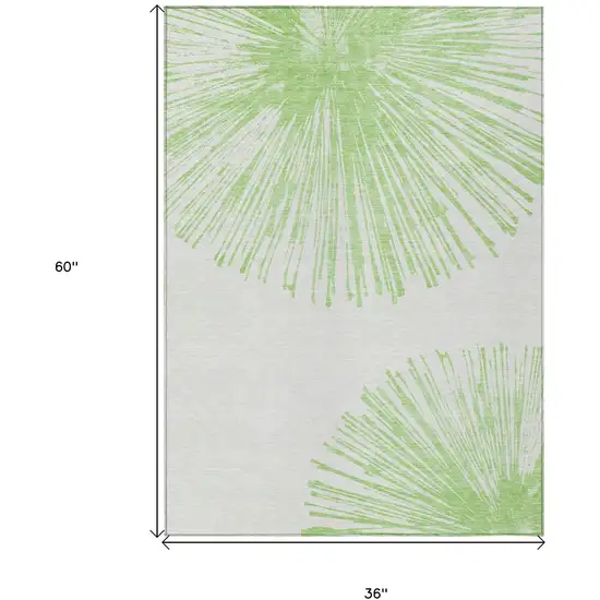 Artichoke Green And Ivory Abstract Washable Indoor Outdoor Area Rug Photo 3