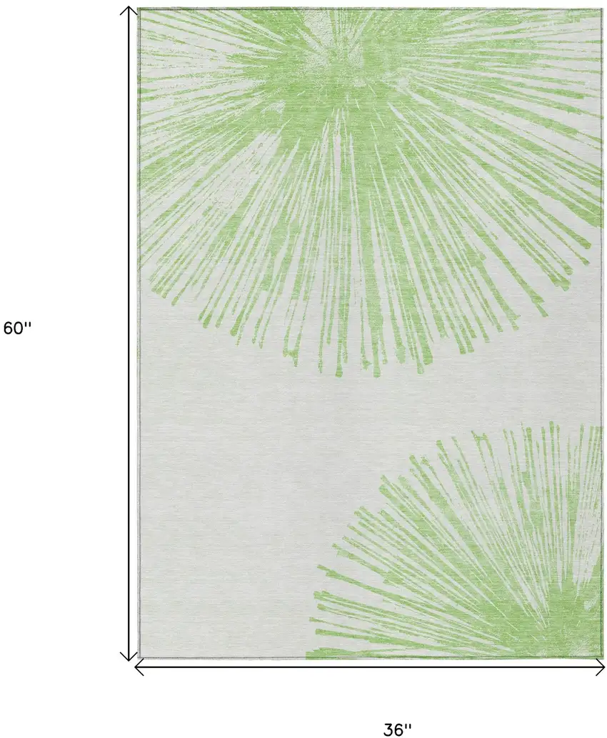 Artichoke Green And Ivory Abstract Washable Indoor Outdoor Area Rug Photo 3