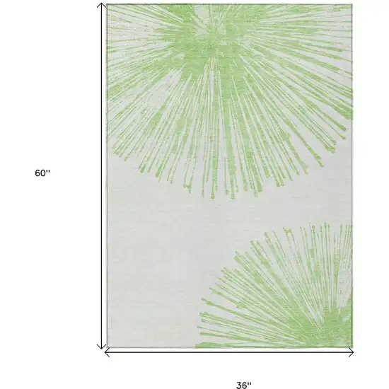 Artichoke Green And Ivory Abstract Washable Indoor Outdoor Area Rug Photo 3