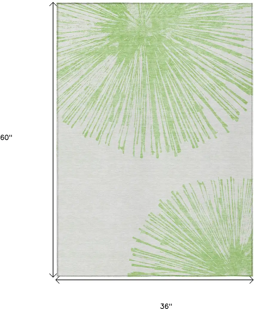 Artichoke Green And Ivory Abstract Washable Indoor Outdoor Area Rug Photo 3