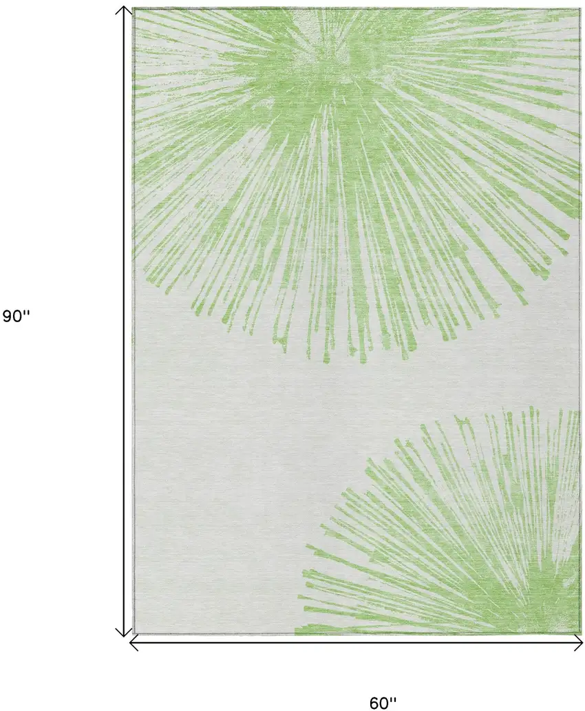 Artichoke Green And Ivory Abstract Washable Indoor Outdoor Area Rug Photo 3